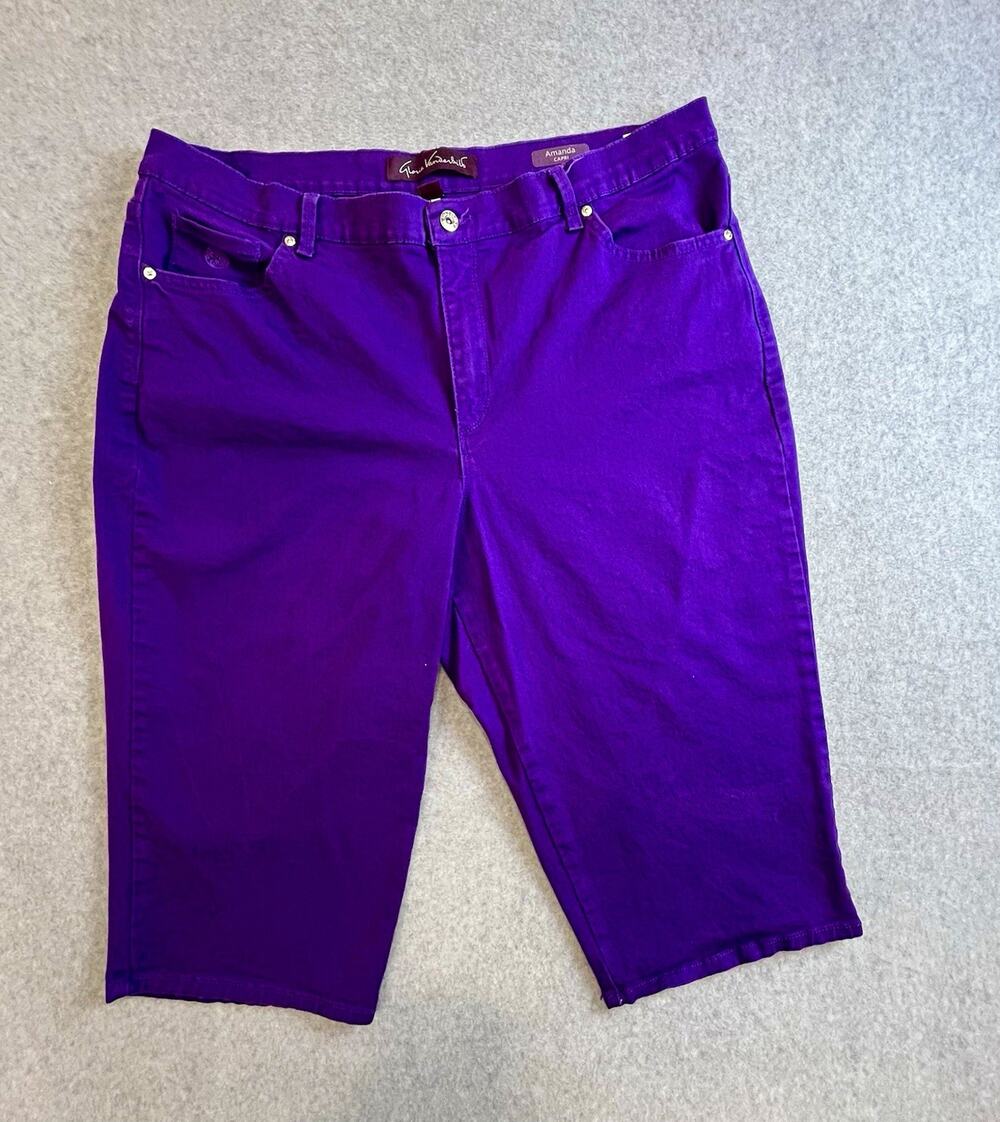 Gloria Vanderbilt Purple Capri Pants 18W cotton stretch pockets